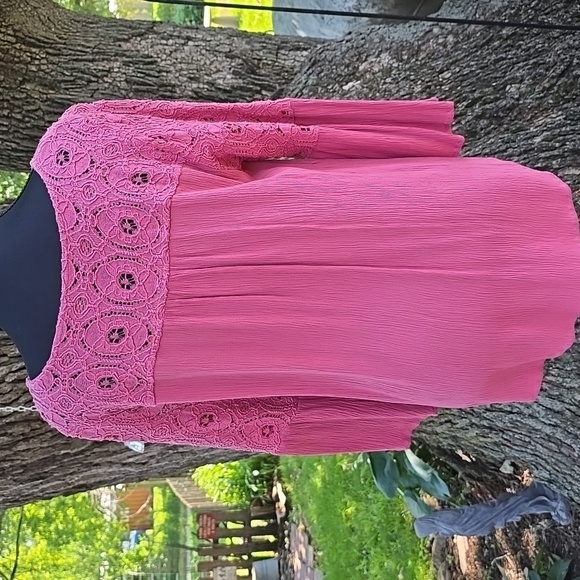 Maurices Pink Tie Front Long Sleeve Blouse L - Picture 4 of 5